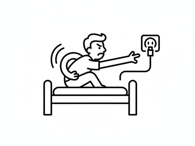 Reaching For Charging Cords At Night