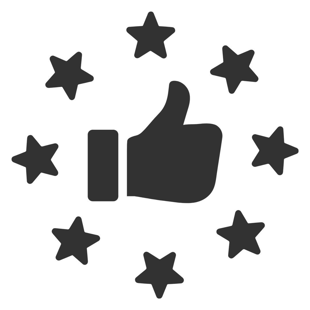 Thumbs up with stars icon reflecting Bamboo Is Better’s commitment to customer happiness
