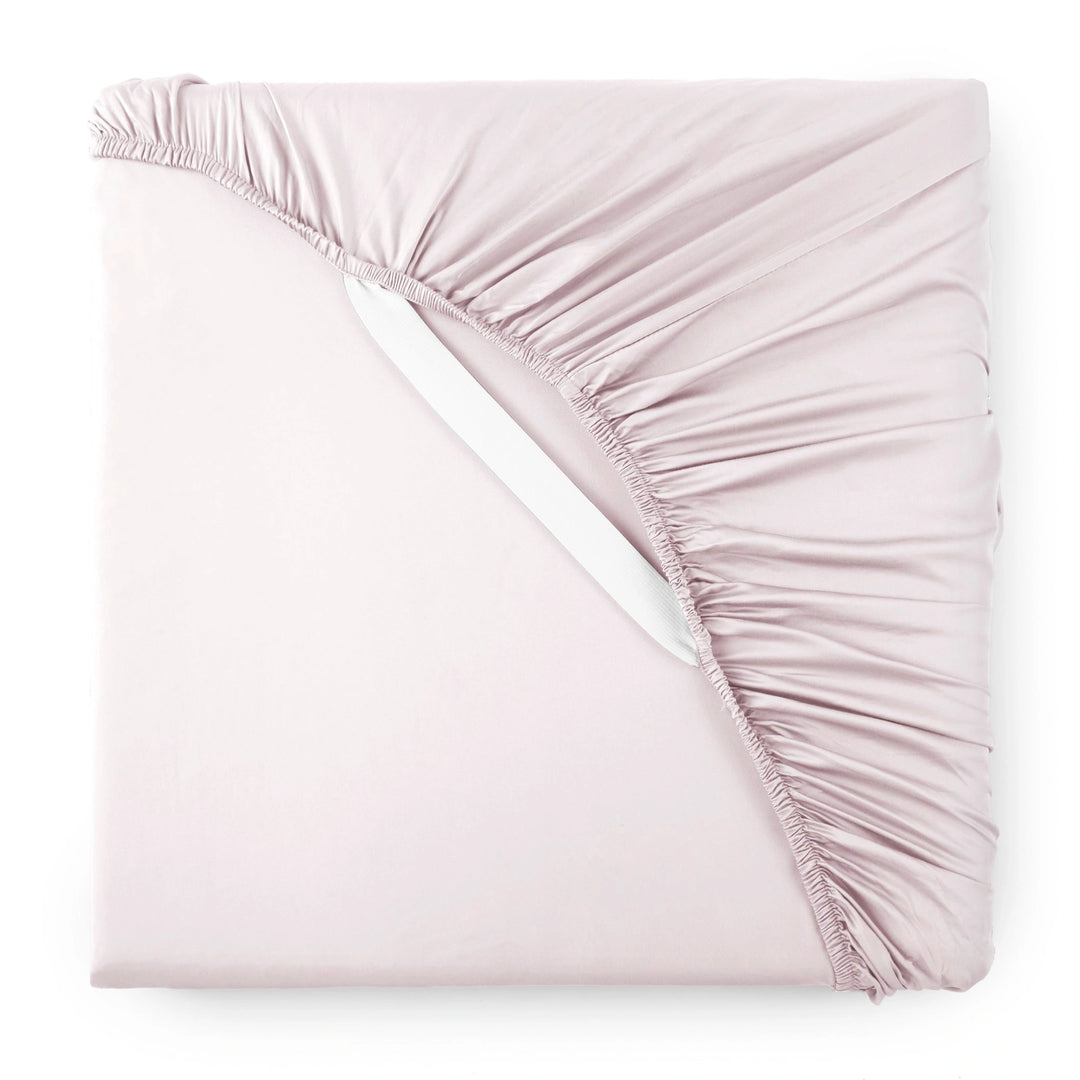 mauve bamboo fitted sheet with sateen weave from the Premium Collection, displayed on mauve background for a clean product showcase