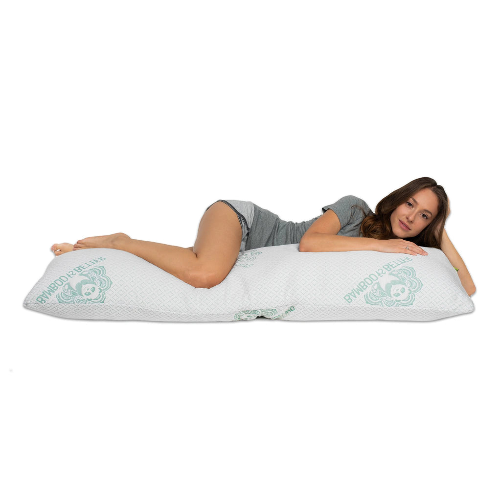 Long bamboo body pillow designed for side sleepers