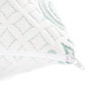 Close-up of bamboo pillow showing zipper detail for adjustable filling