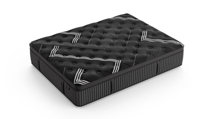 Angled view of the Graphene Cool 2.0 Hybrid Mattress showing its quilted, tufted surface and cooling pattern design on a white background.
