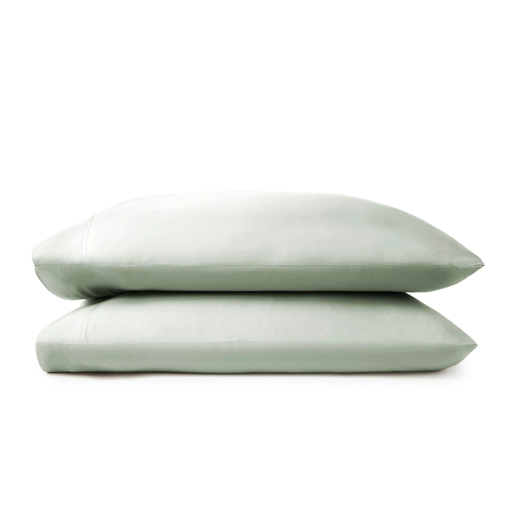 Sage bamboo sheet set from the Premium Collection, including pillowcases, flat sheet, and rolled fitted sheet