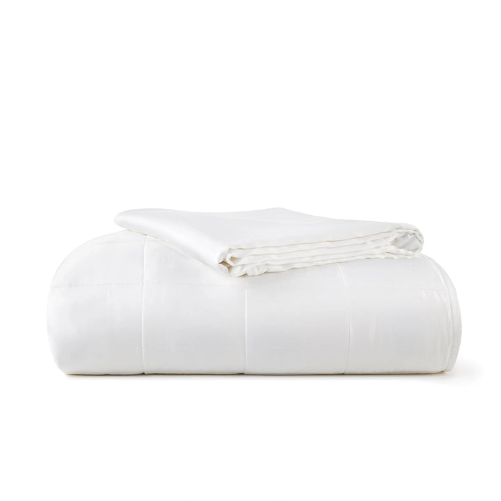 Bamboo weighted blanket neatly folded for display, emphasizing eco-friendly and calming design