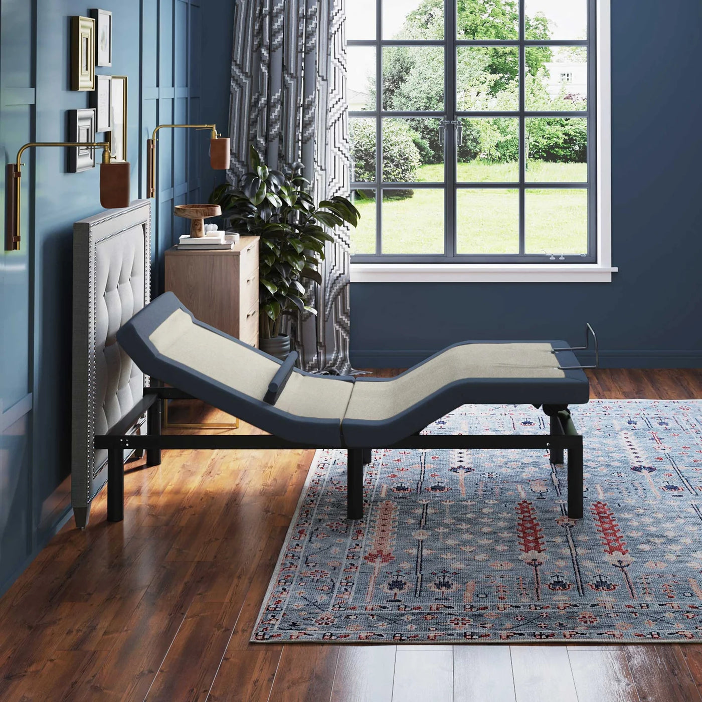 BT6500 adjustable base in side profile with head and foot elevated
