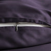 close-up of royal purple bamboo pillowcase with hidden white zipper and smooth sateen finish