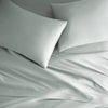 silver bamboo bed sheets with sateen weave from the Signature Collection, overhead view highlighting smooth texture and matching pillowcases