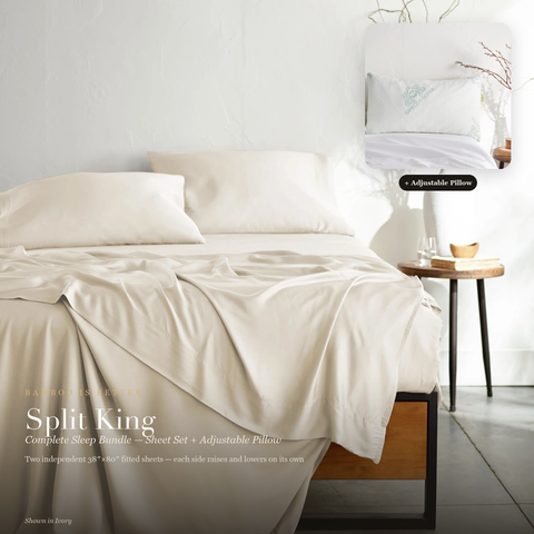 Split King Complete Sleep Bundle | Sheet Set + Adjustable Pillow