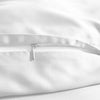 close-up of white bamboo pillowcase with hidden white zipper and smooth sateen finish
