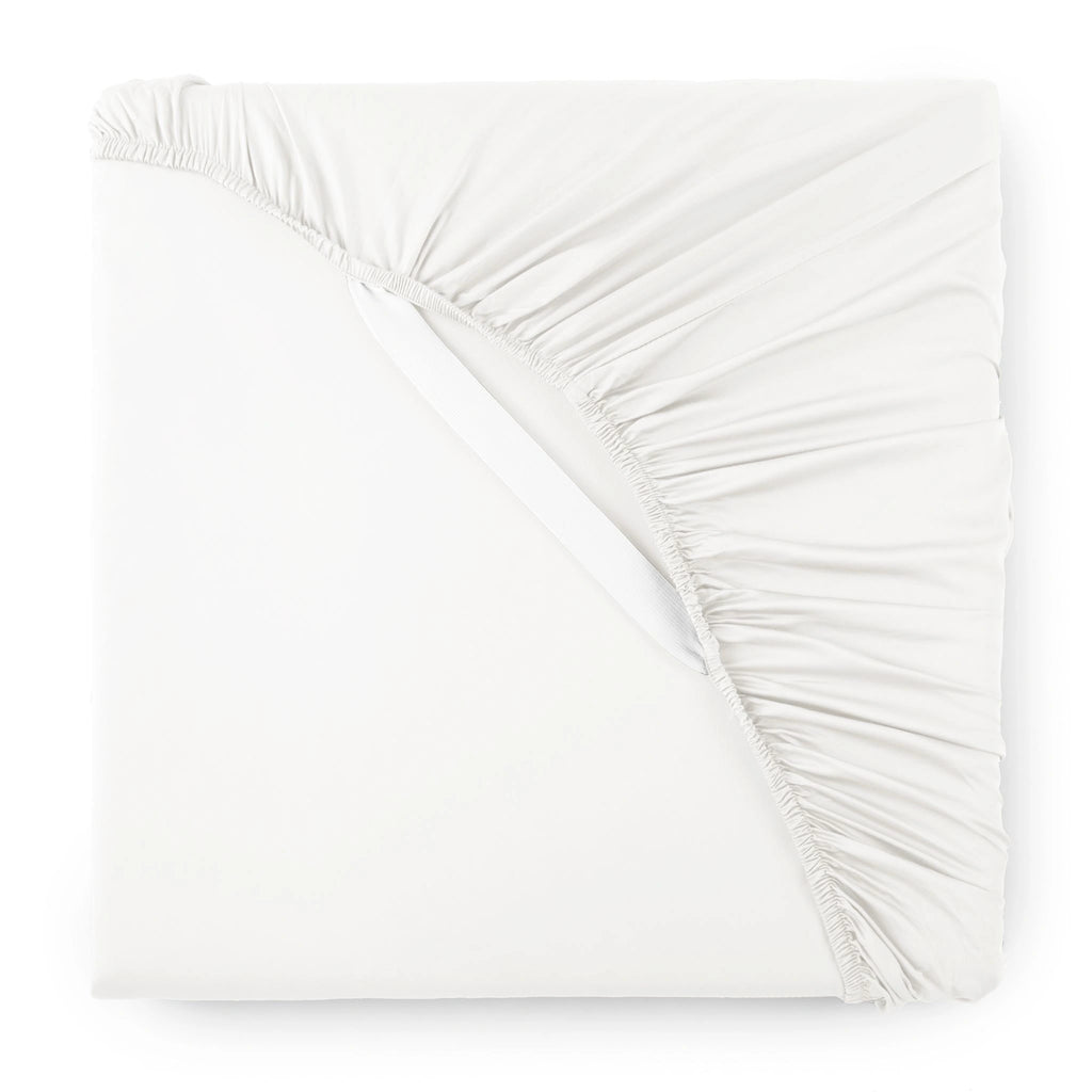 white bamboo fitted sheet with sateen weave from the Signature Collection, displayed on white background for a clean product showcase
