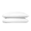 white bamboo pillowcases from the Signature Collection, clean stacked display on white background with stitching detail visible