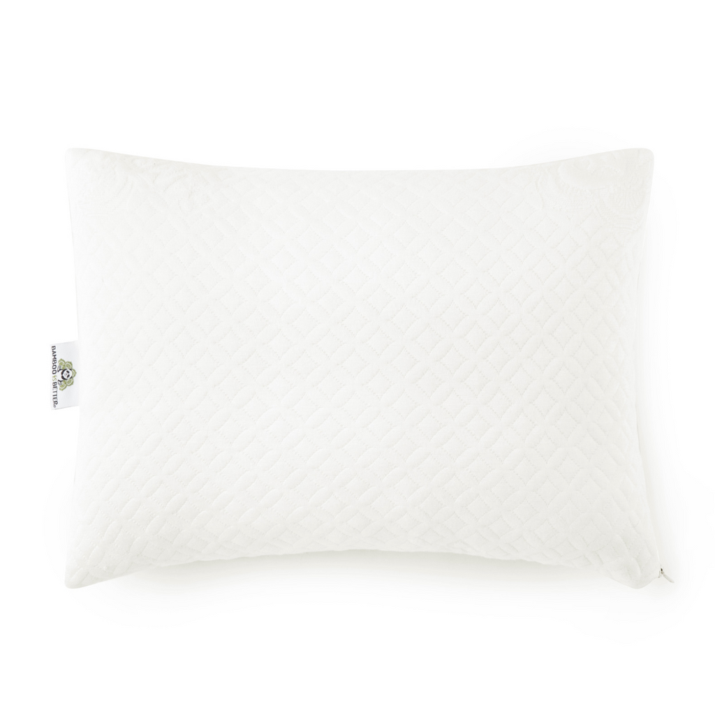 Luxury spa pillow with soft bamboo cover shown on white background