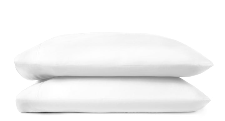 white bamboo pillowcases from the Premium Collection, clean stacked display on white background with stitching detail visible